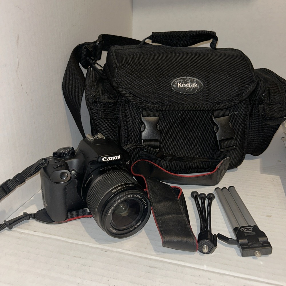 Canon EOS Rebel XS DSLR With Lens, Stand, & Case